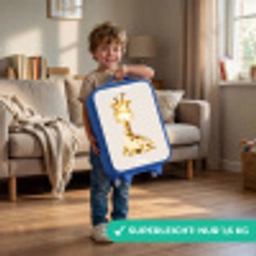 Liggende giraffe illustratie op beige achtergrond Kinderkoffer - Blauw klein -sfeer2_DE