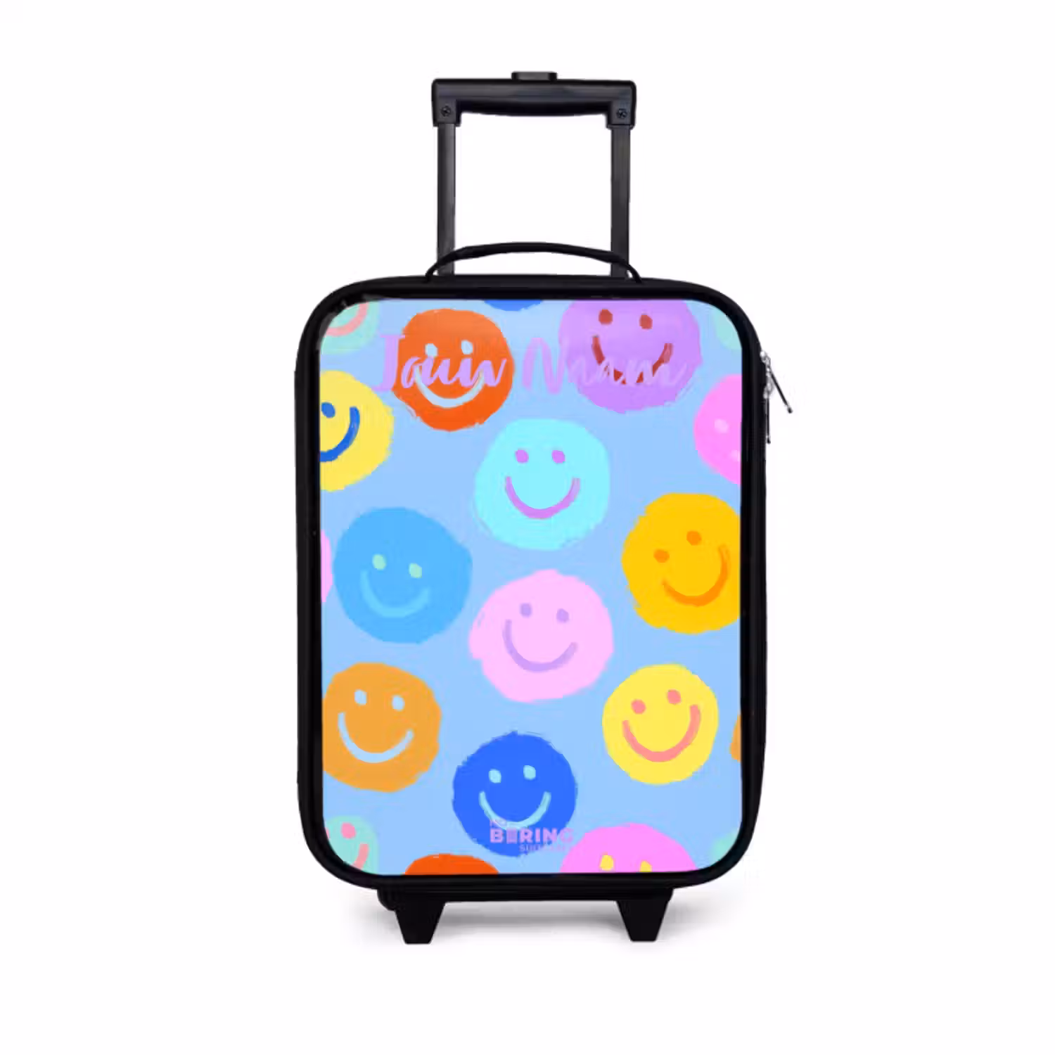 Kinderkoffer met naam - Vrolijk patroon van smileys