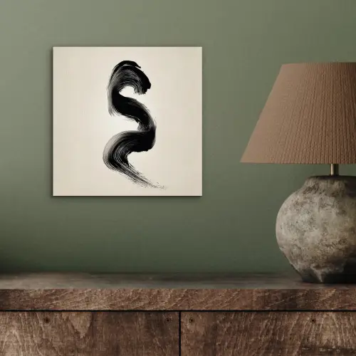 Penseelstreek - Zwart - Minimalistisch aluminium wit klein -sfeer2