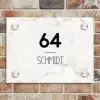 Wit marmer - Modern Naambord Rechthoek middel -sfeer3