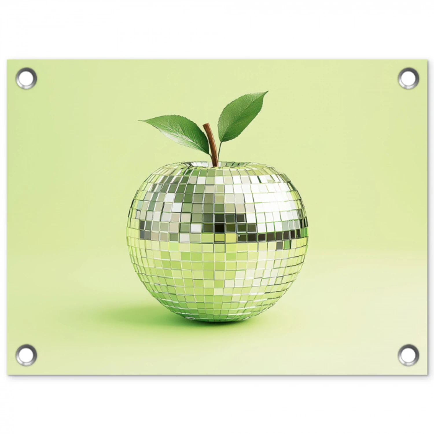 Groen - Disco - Decoratie - Appel tuinposter los doek klein -3d