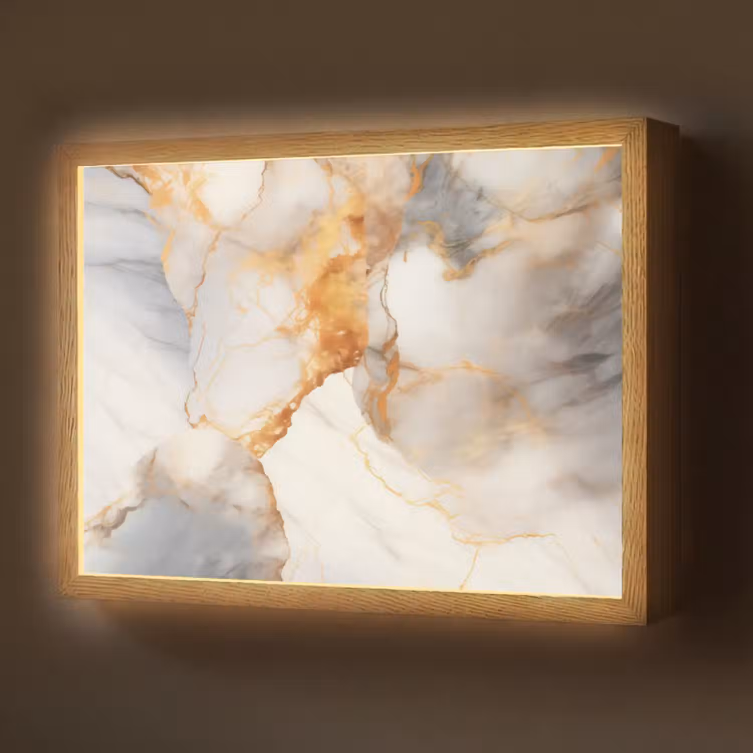 Lightbox - Wandlamp - Marmer - Grijs - Goud