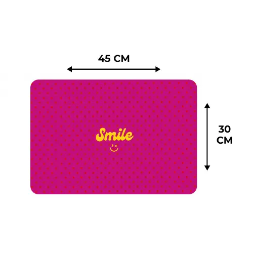 Smile - Stippen - Geel - Smiley - Roze Placemat vinyl groot -specs