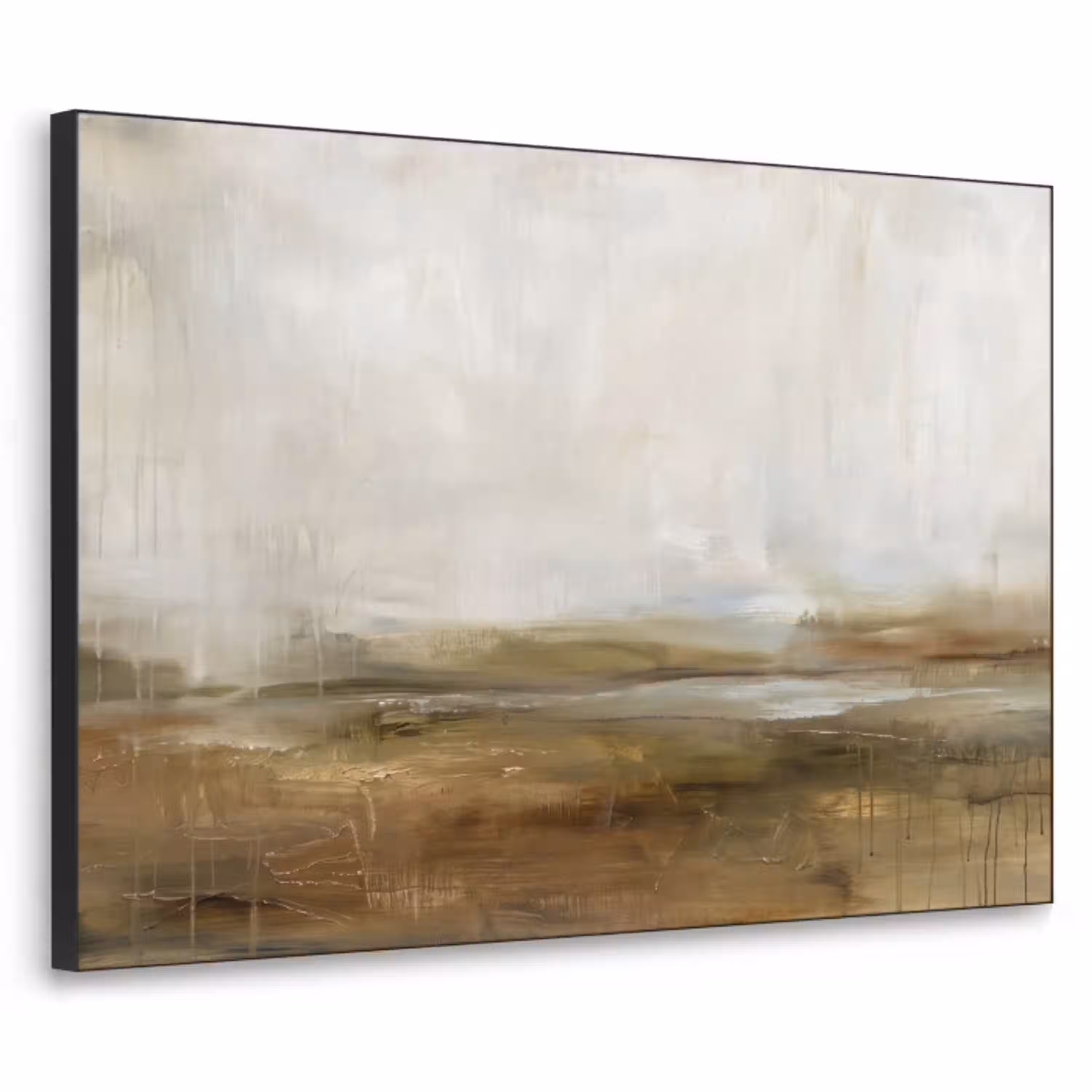 Abstract - Landschap - Natuur - Beige - Bruin Textielframe zwart klein -3d