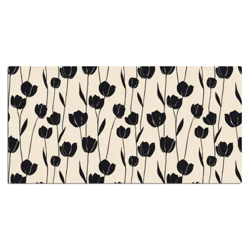 Tulpen - Patroon - Zwart Muismat XXL klein 681 -3d_leeg