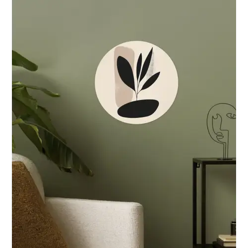 Plant - Beige - Japandi Wandcirkel behangsticker klein -sfeer2