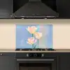 Tulpen - Roze accenten - Blauw keuken achterwand spatscherm klein -sfeer1
