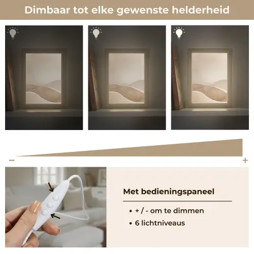 Beige - Natuur - Abstract - Modern Light Box met kabel (Tafellamp) klein -USP_dimbaarNL