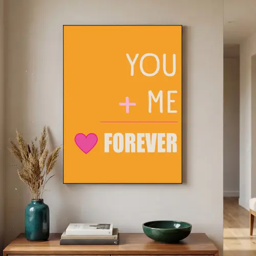 Oranje - Love - Valentijn Textielframe zwart klein -sfeer1