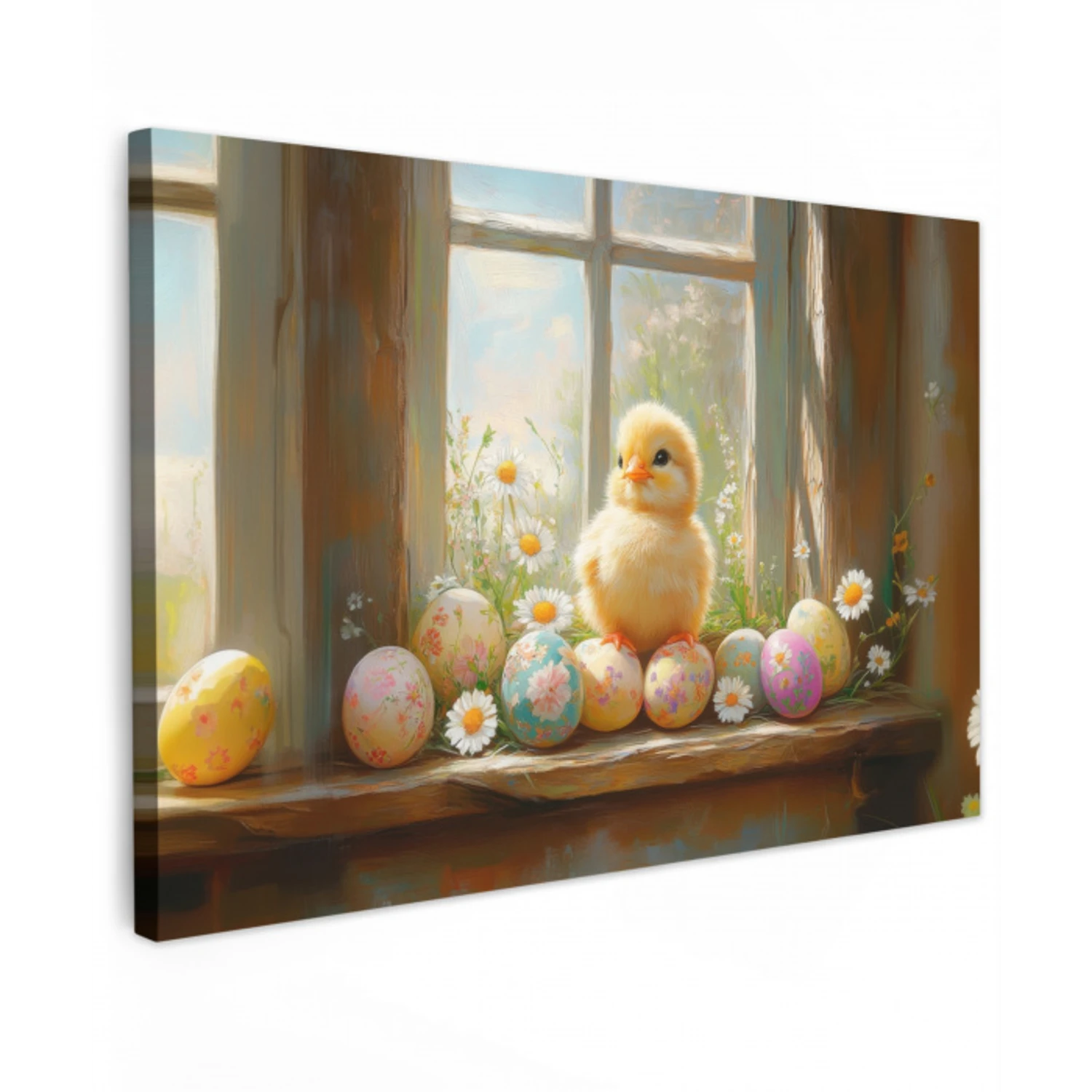 Kuiken - Raam - Paaseieren Tuinposter op houten frame 2 cm dik klein -3d