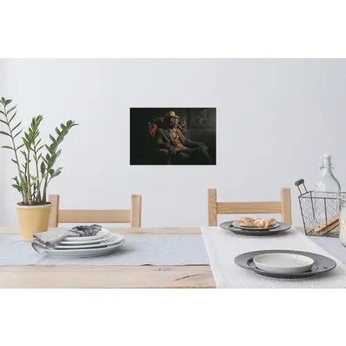 Kat - Pak - Oranje - Sigaar Muursticker klein -eettafel