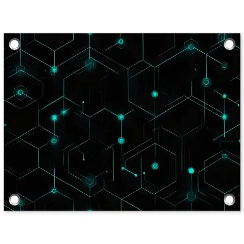 Gaming - Netwerk - Blauw - Punten - Patroon tuinposter los doek klein -3d