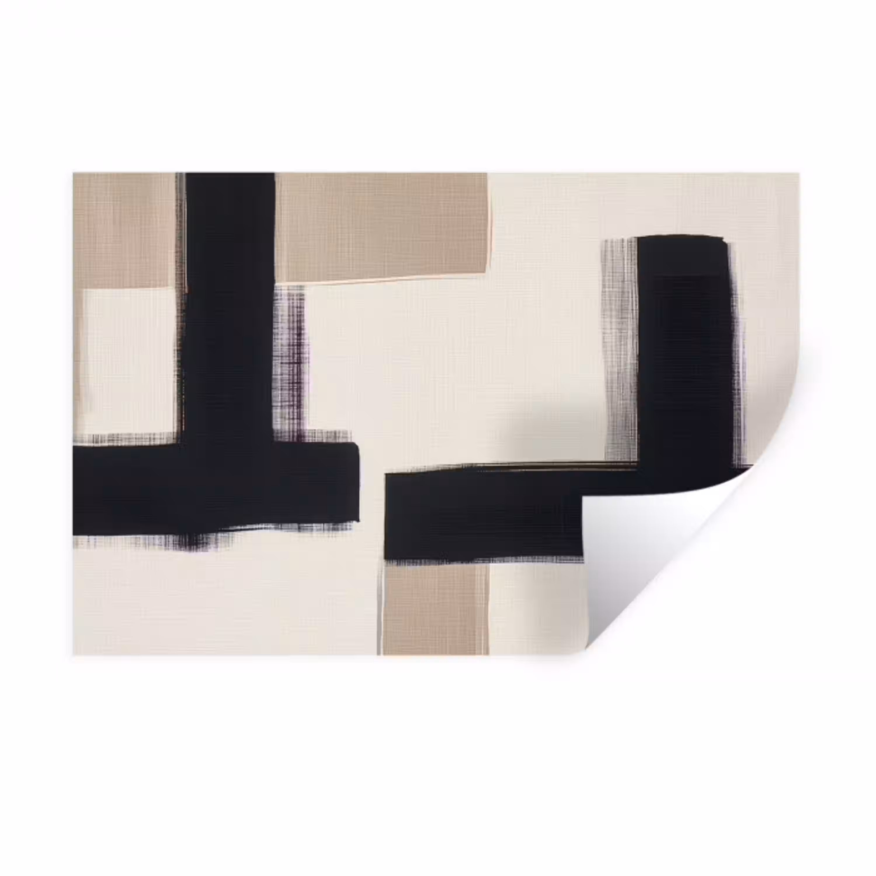 Zwart - Abstract - Japandi Muursticker klein -3d