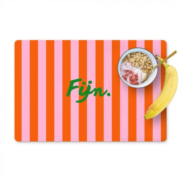 Patroon - Oranje - Fijn - Strepen Placemat vinyl groot -zzzproduct_Kitchenyeah-website