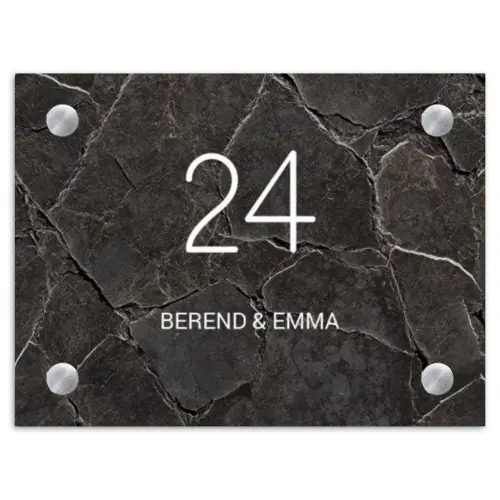 Gebarsten steen - Klassiek Naambord Rechthoek middel -3d
