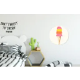 Schepijs - Hoorntje - Illustratie - Minimalistisch Wandcirkel aluminium klein -kinderkamer
