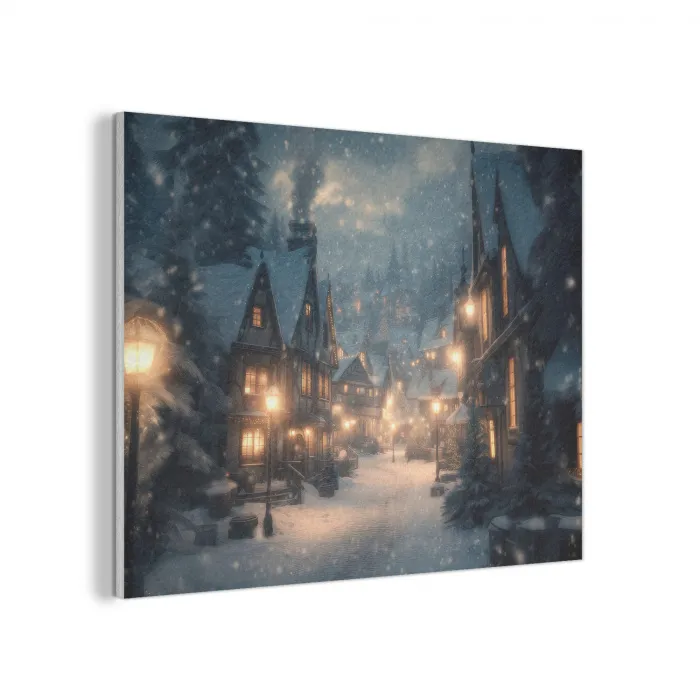 Winterdorp - Sneeuw - Donker PET vilt klein -3d