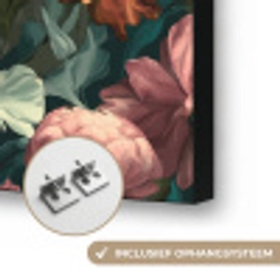 Bloemen - Schilderachtig - Patroon - Roze Textielframe zwart klein 947 -USP_ophangsysteemNL