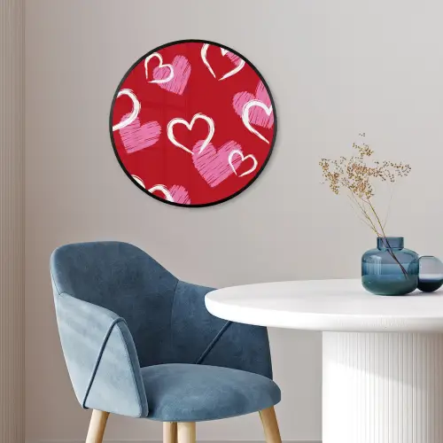 Patroon - Hartjes - Roze - Valentijn Fotolijst rond zonder passe partout klein -sfeer2