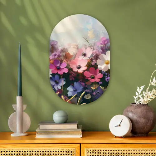 Bloemen - Kleurrijk - Bloei Wandcirkel Ovaal Forex klein -sfeer2