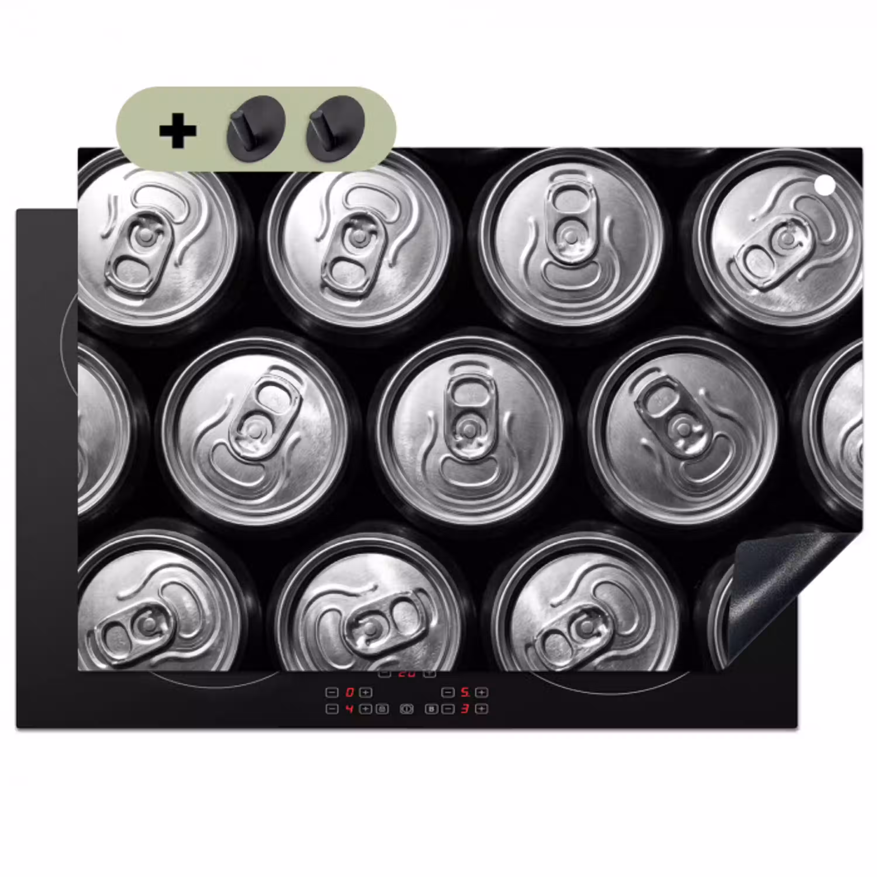 Blikjes - Aluminium - Patroon - Industrieel - Zilver Inductie beschemer met haakjes klein -3d