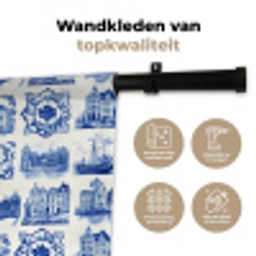 Huizen - Schepen - Blauw Wandkleed katoen klein 269 -sfeer2