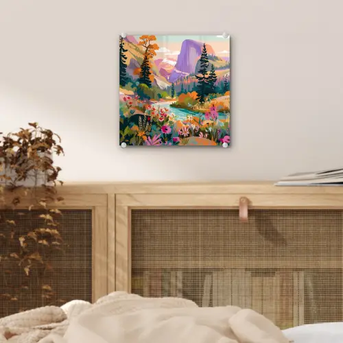 Rivier - Vallei vol bloemen - Levendig plexiglas 5mm klein -sfeer4