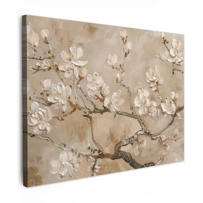 Canvas Print - Flowers - Modern - Beige - White - Blossom