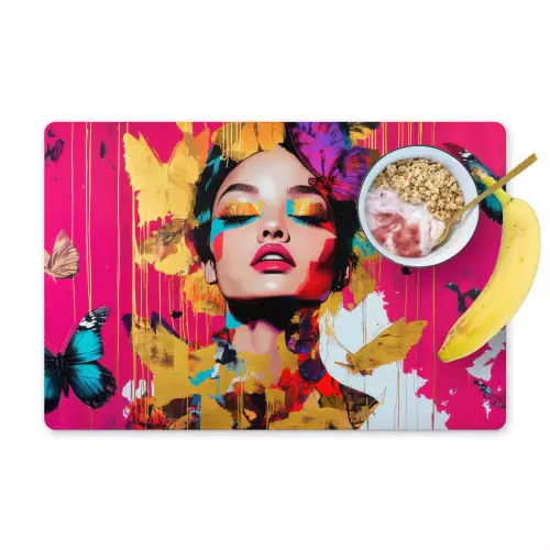 Vrouw - Abstract - Kleurrijk Placemat vinyl groot -zzzproduct_Kitchenyeah-website