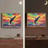 Zonsondergang - Walvis - Geschilderd - Kleurrijk Light Box met batterij (Wandlamp) middel -sfeer3