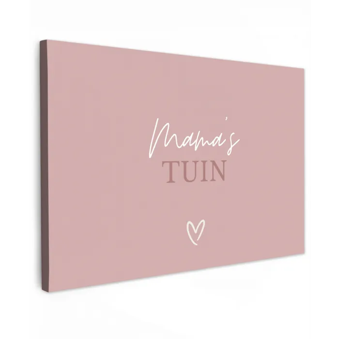 Mama's Tuin met Hart Tuinposter op houten frame 2 cm dik klein -3d