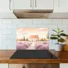 Lavendelveld - Huis - Paars keuken achterwand spatscherm klein -sfeer2
