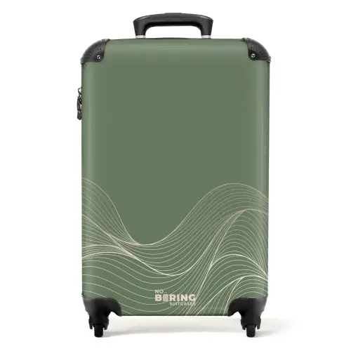 Minimal - Grijsgroen met golven NBS - Handbagage koffer - Unisex middel -productfoto_recht