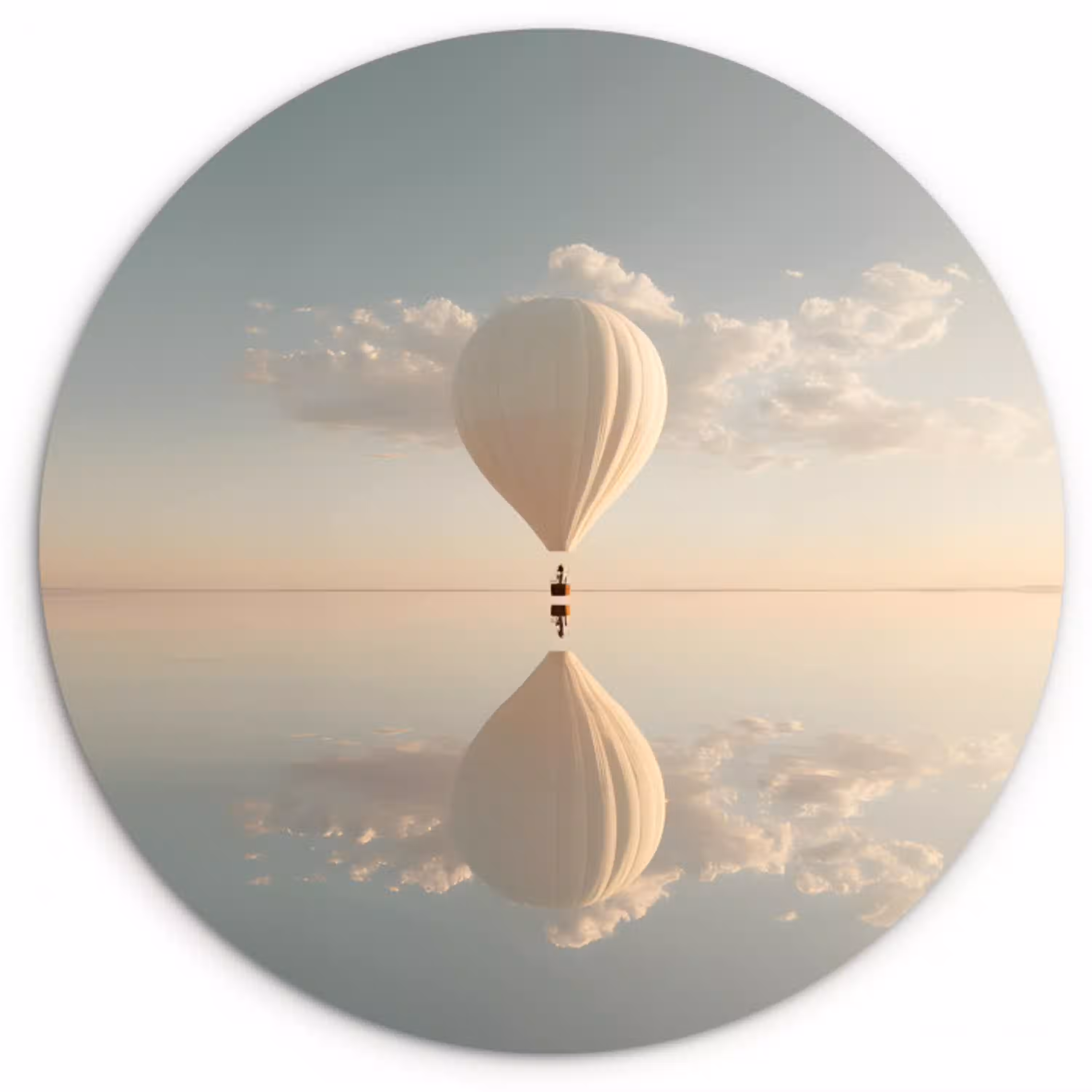 Luchtballon - Wolken - Water - Blauw Wandcirkel plexiglas klein -3d