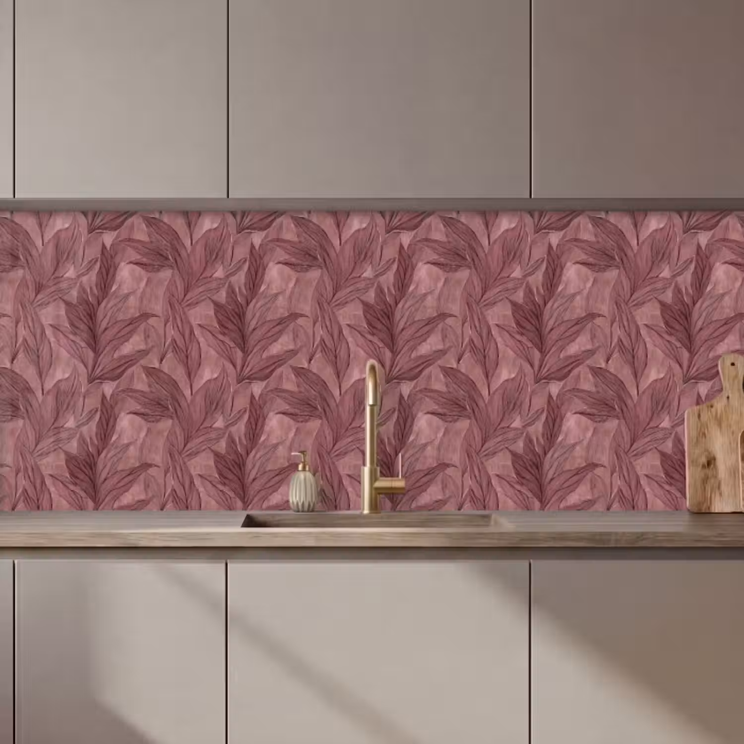 Küchenrückwand - Blätter - Muster - Lila