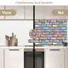 Stenen - Regenboog - Metallic keuken achterwand 2 middel 871 -voor-na2_NL