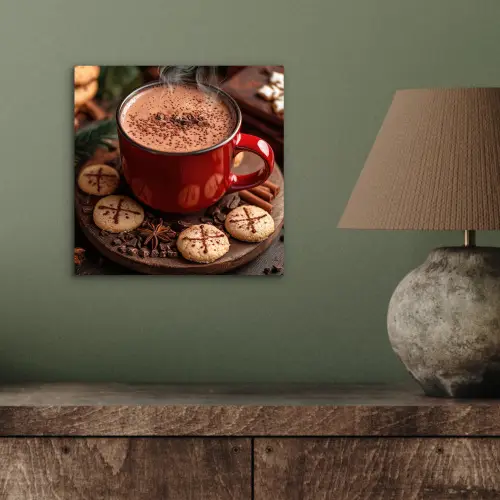 Chocolademelk - Mok - Winter - Kerst - Gezelligheid aluminium wit klein -sfeer2