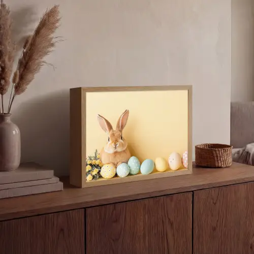 Eieren -  Konijn - Pasteltinten Light Box met batterij (Wandlamp) middel -sfeer2