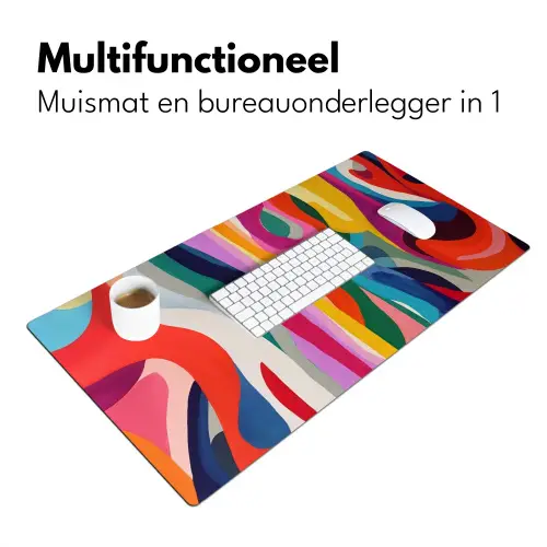 Abstract - Kleurrijk - Golven - Lijnen Muismat XXL klein -sfeer4