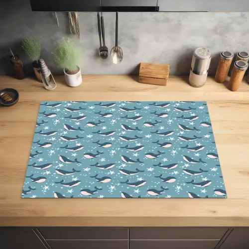 Klein - Oceaan - Walvis - Zeester Inductie beschermer vinyl 3mm klein 276 -sfeer5