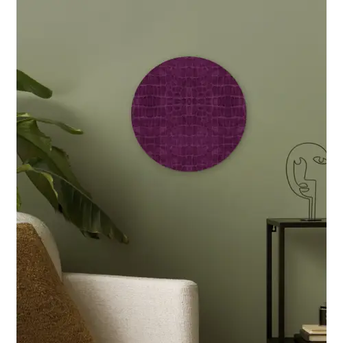 Krokodil - Leer - Aubergine - Paars Wandcirkel plexiglas klein 852 -sfeer3