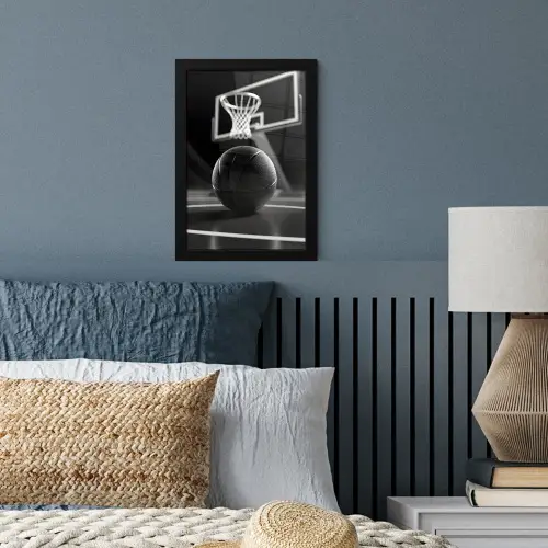 Basketbal - Basketbalveld - Lichtlijnen fotolijst zwart zonder passe partout klein -sfeer3