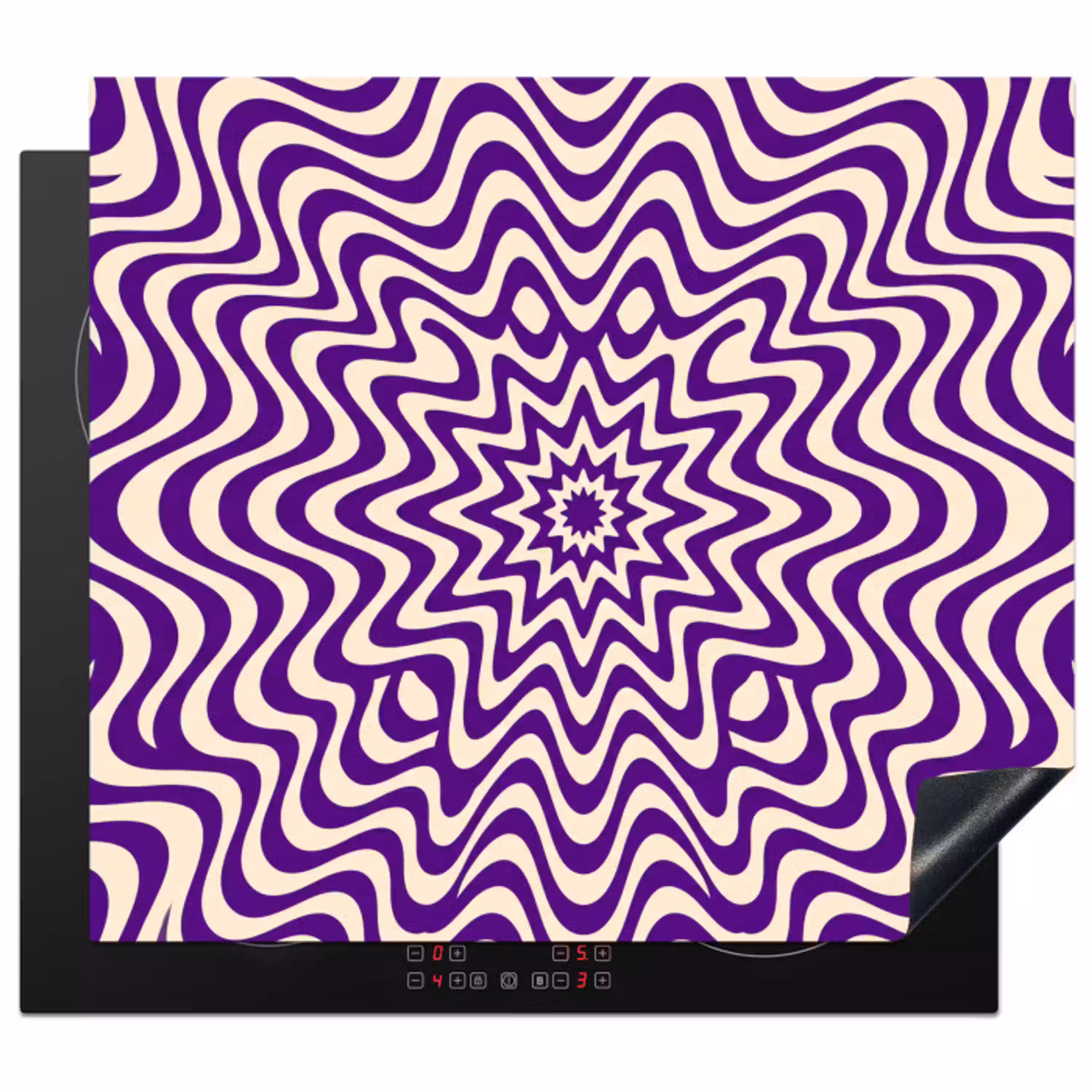 Abstract - Golven - Optisch - Modern - Paars Inductie beschermer vinyl 3mm middel -3d