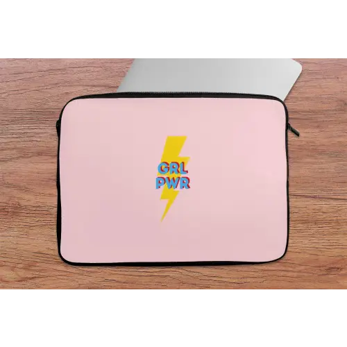Grl pwr - Bliksem - Roze laptophoes neopreen klein -tafel
