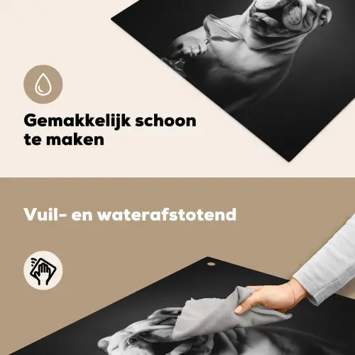 Buldog - Hond - Glas Inductie beschemer met haakjes middel -ky-schoon-nl