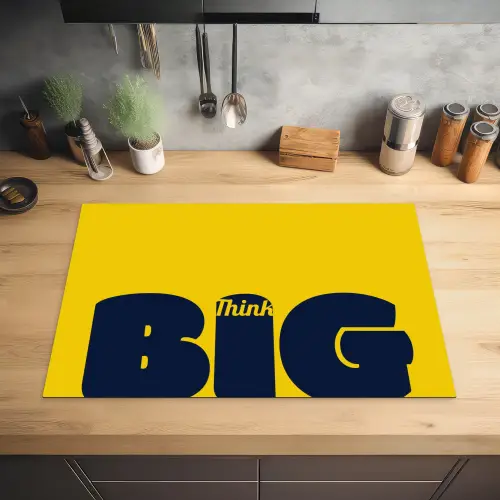 Geel - Think big - Grafisch Inductie beschermer vinyl 3mm klein -sfeer5