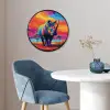 Neushoorn - Zonsondergang - Savanna - Kleurrijk Fotolijst rond zonder passe partout klein -sfeer2