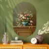 Vaas - Pastel - Kleuren - Bloemen Wandcirkel Ovaal Glas middel -sfeer2