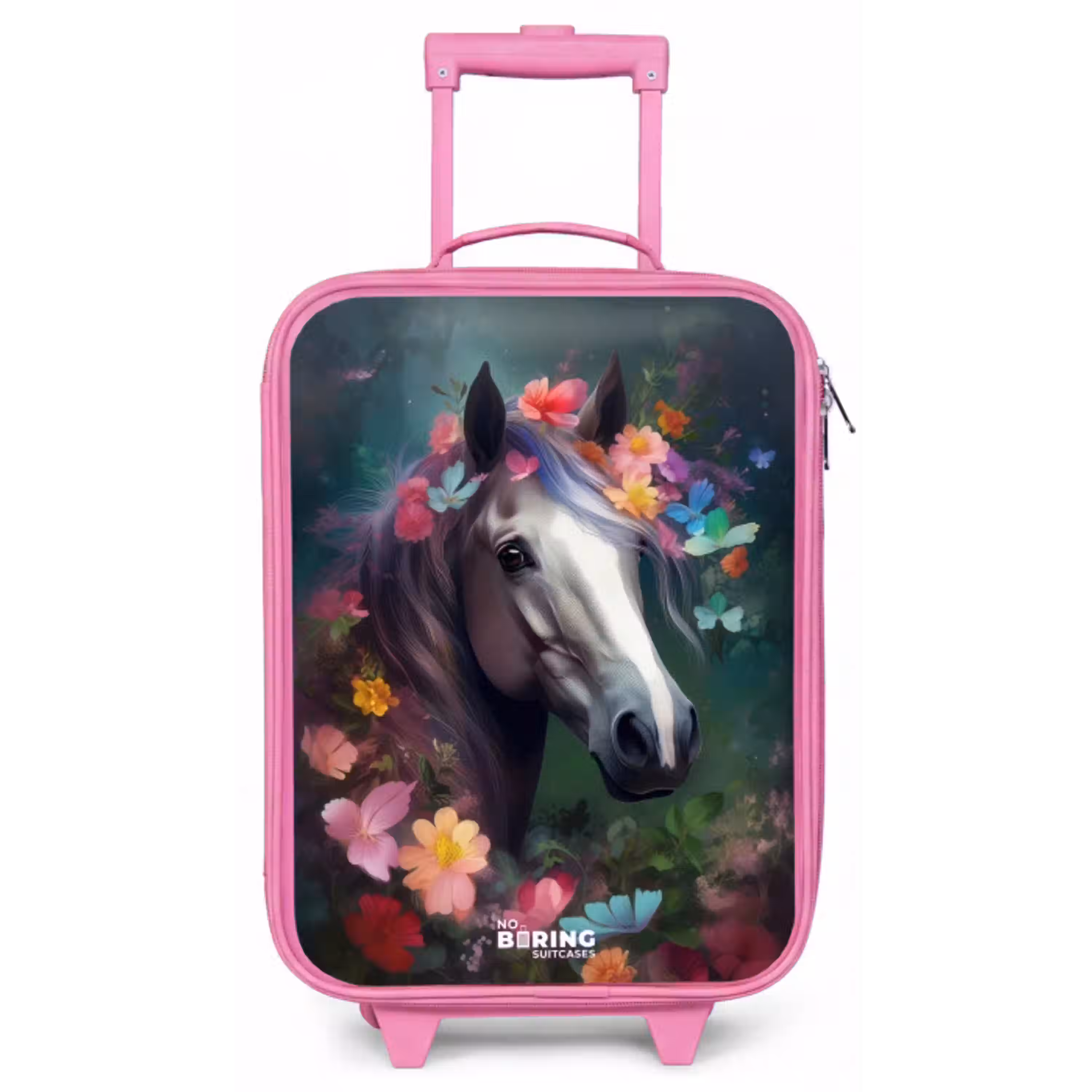 Paard in kleurrijke bloemen Kinderkoffer - Roze klein -zz3dotto