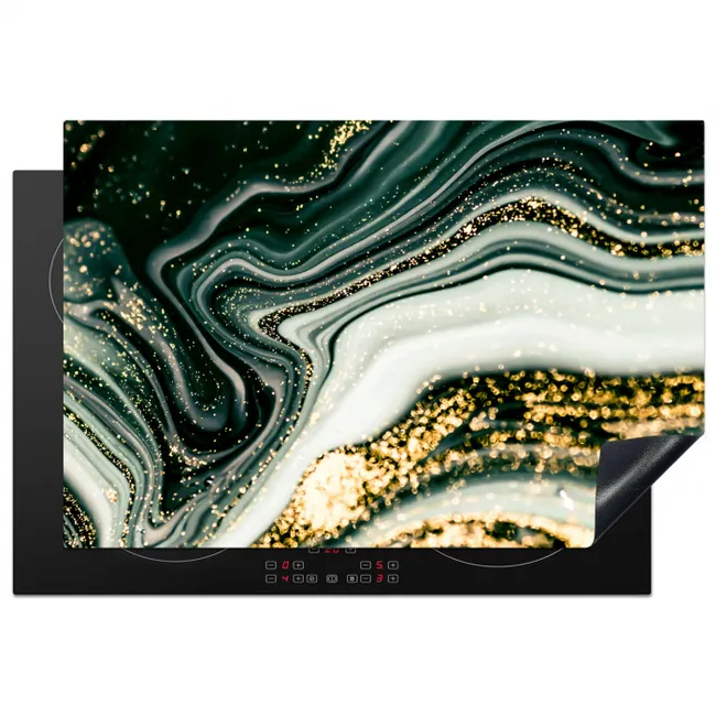 Golvend Marmer met Gouden Glans Inductie beschermer vinyl 3mm klein -3d